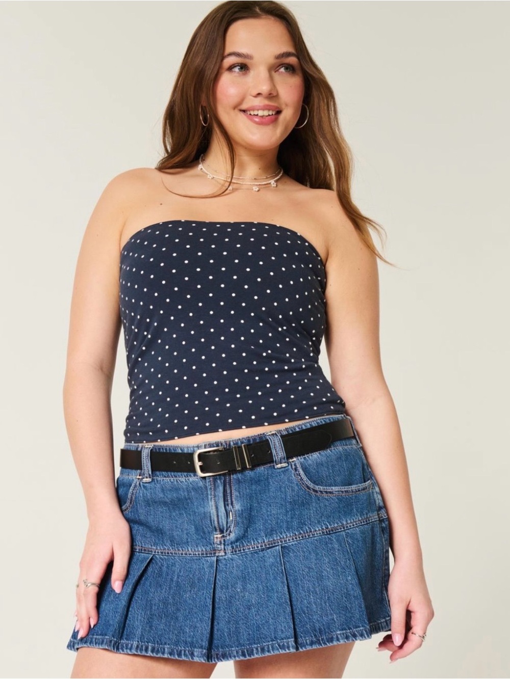Hollister Navy Polka Dot tube top